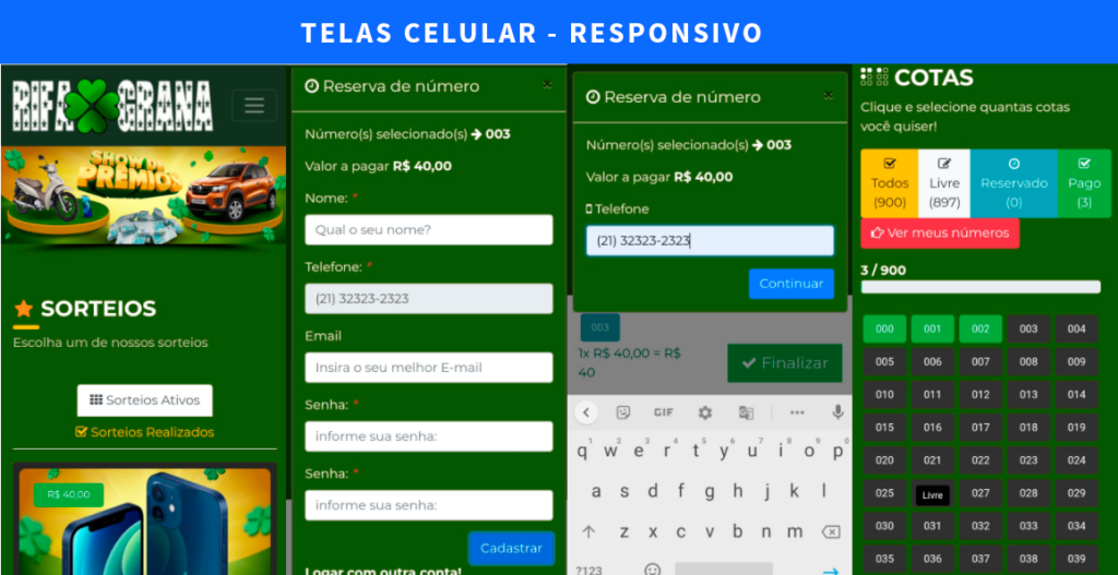  criação de sites Sistema de Rifas